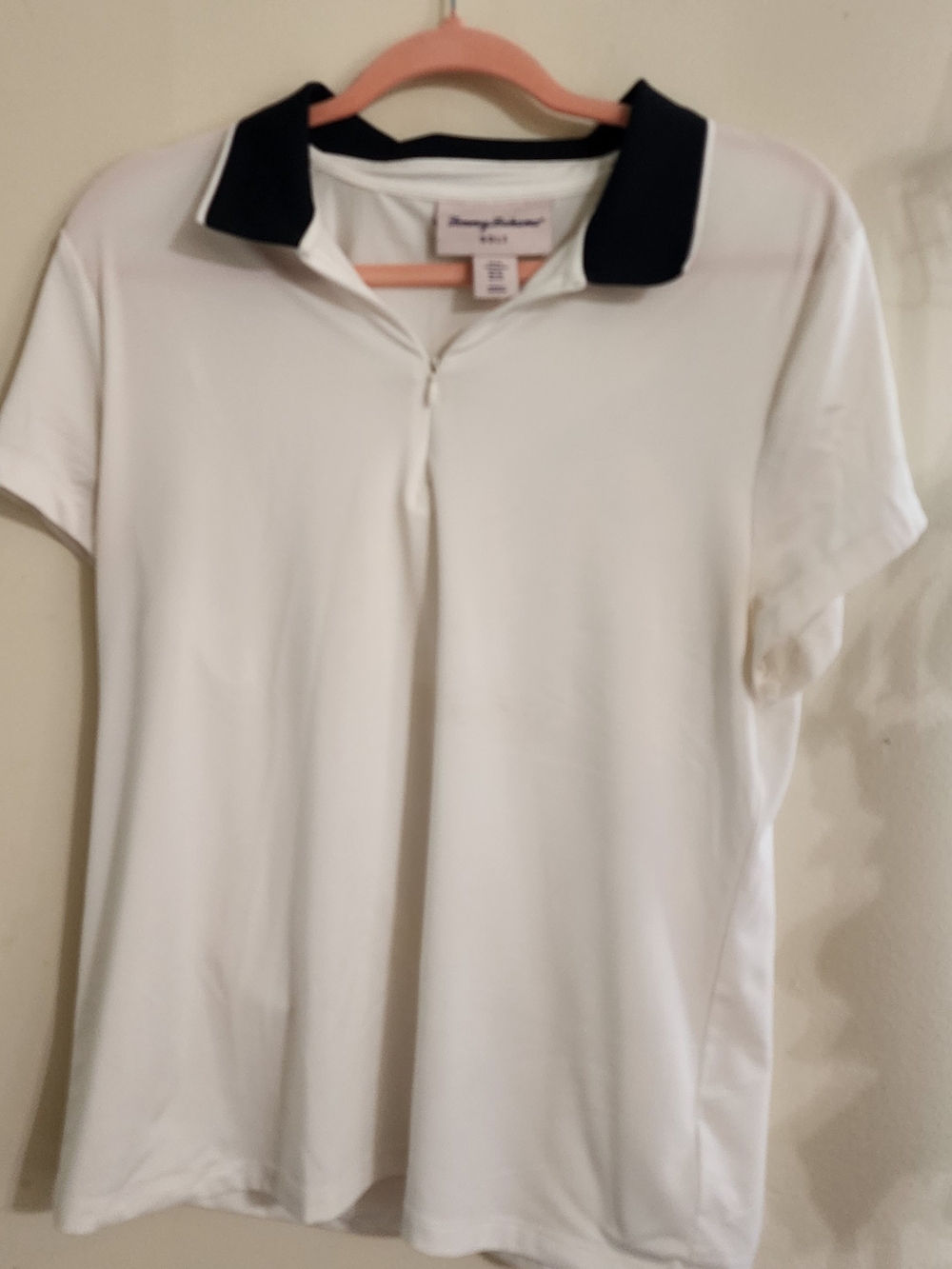 Tommy Bahama Golf White Black Trim Quarter Zip Short Sleeve Polo Shirt XL